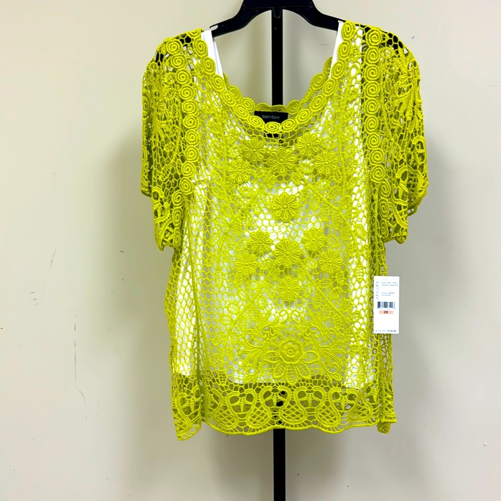 Plus size Karen Kane crocheted top